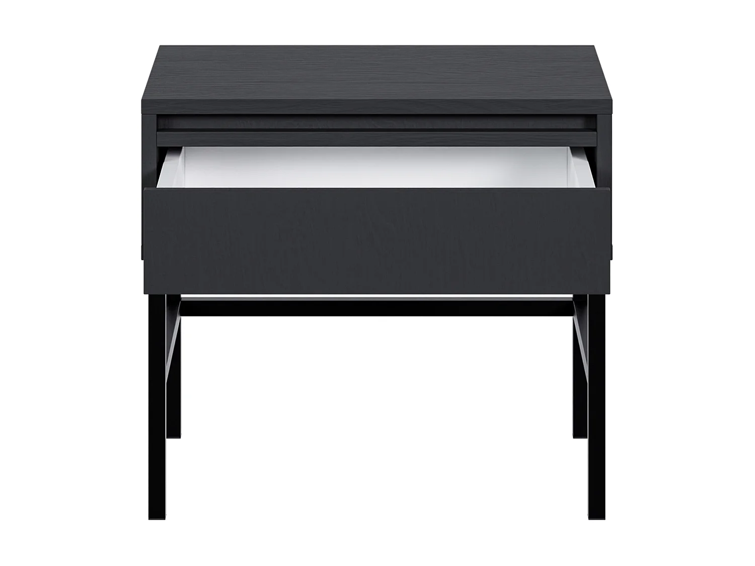 Table de chevet - 50 cm - avec tiroir et cadre - noir - EVO