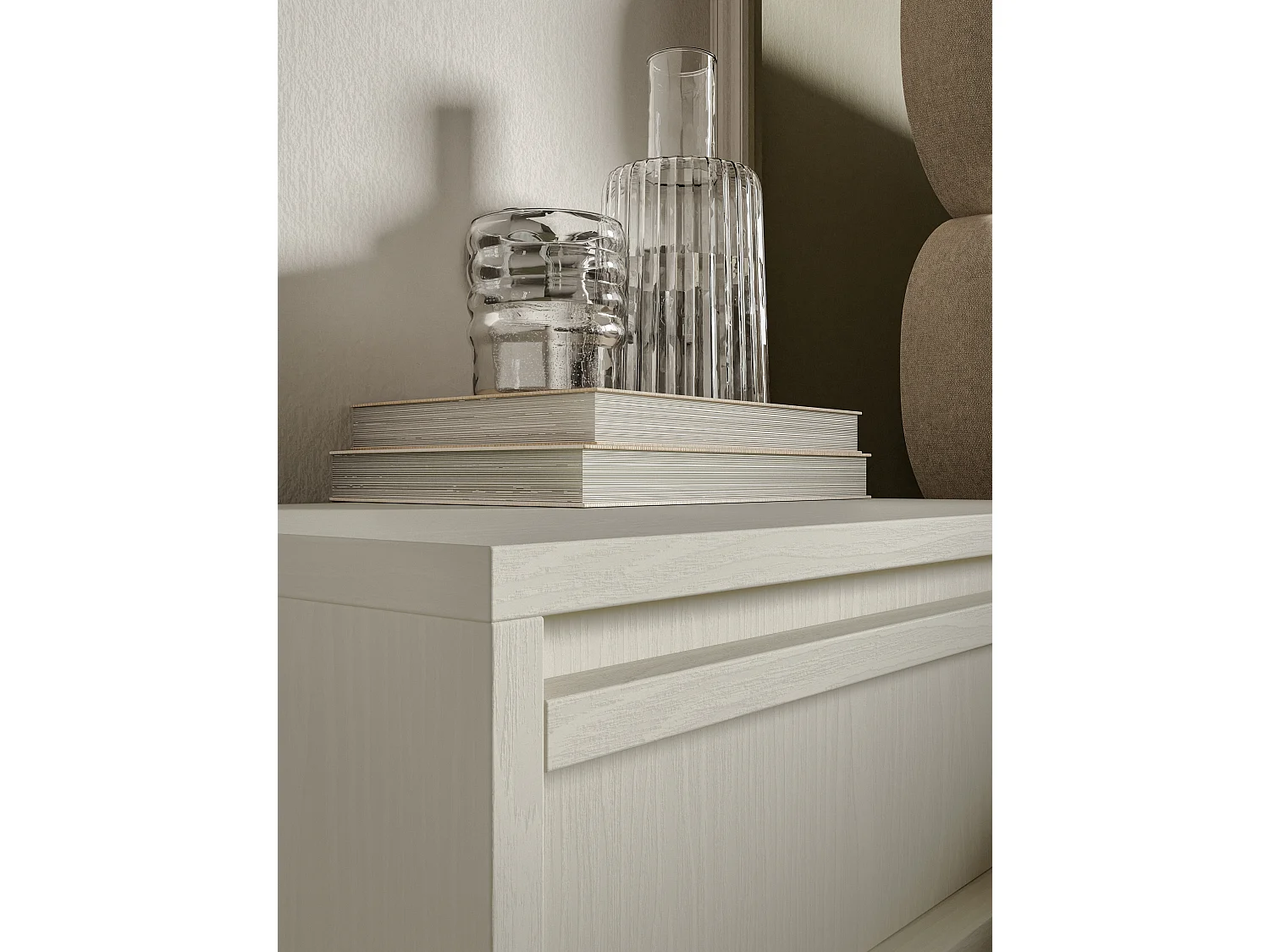 Table de chevet - 50 cm - avec tiroir - suspendu - crème - EVO