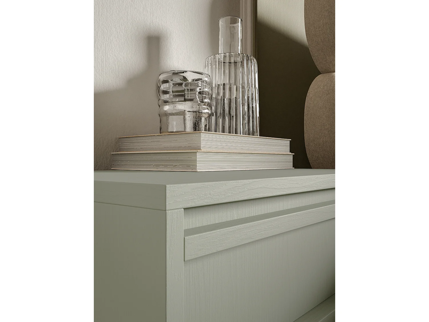 Table de chevet - 50 cm - avec tiroir - suspendu - vert sauge - EVO