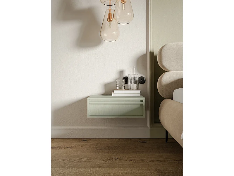 Nachtkastje - 50 cm - met lade - hangend - saliegroen - EVO