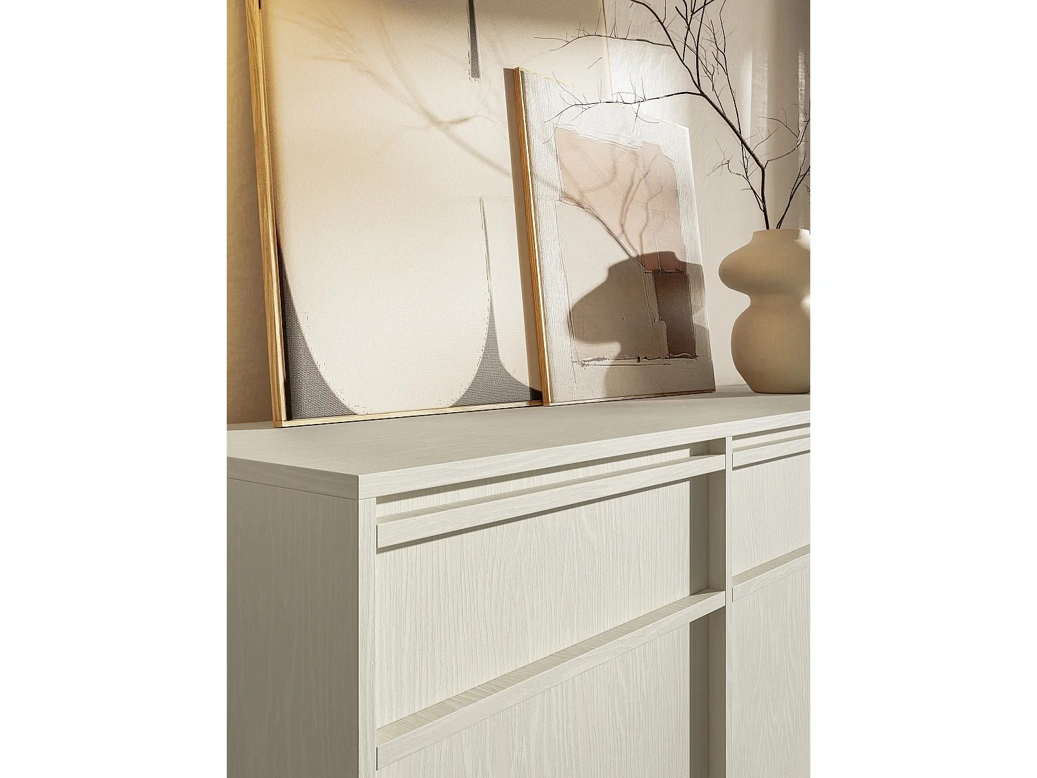 Sideboard mit 3 Schubladen - Beige mit Metallgestell - 154 cm - EVO