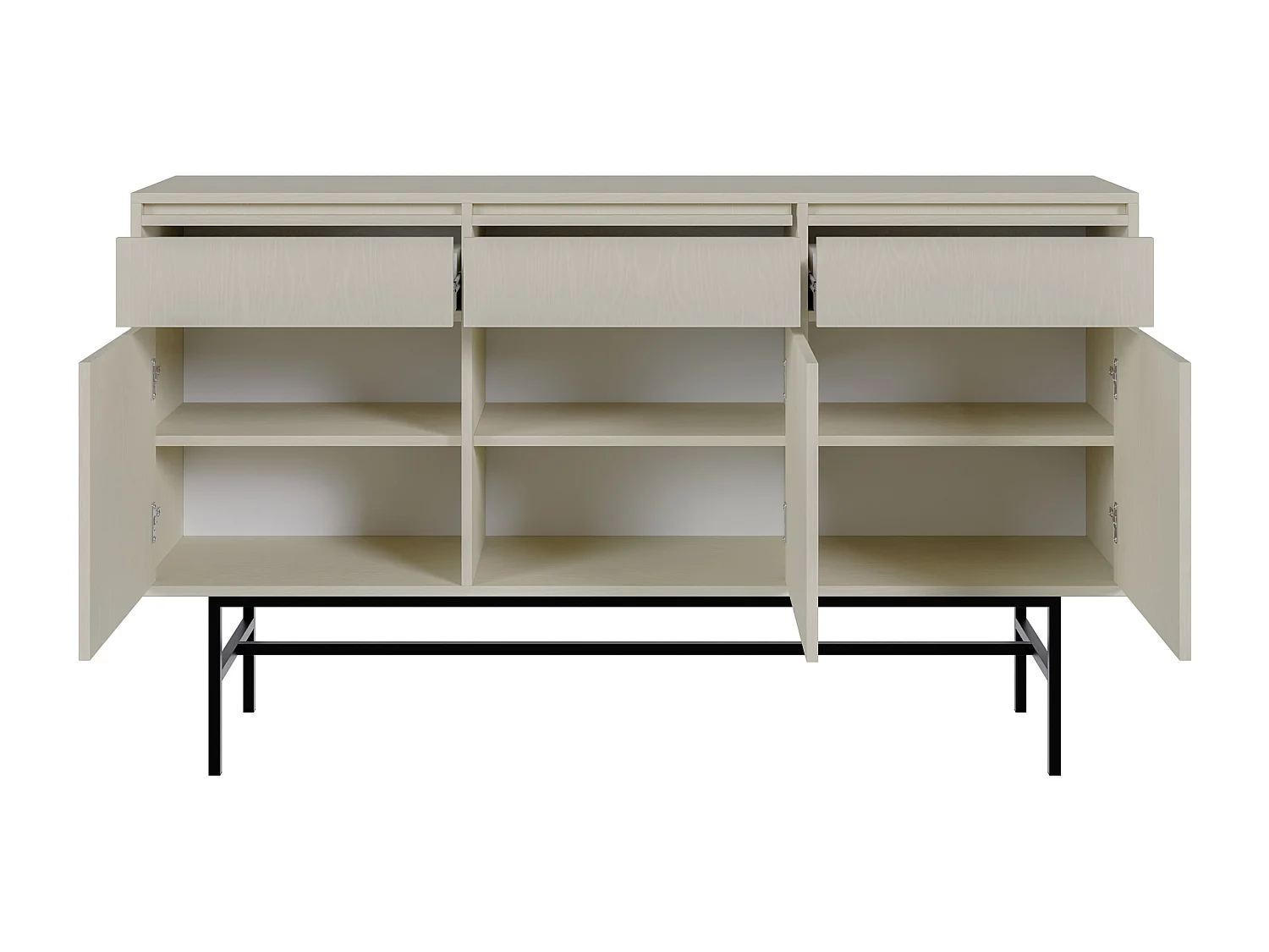 Sideboard mit 3 Schubladen - Beige mit Metallgestell - 154 cm - EVO
