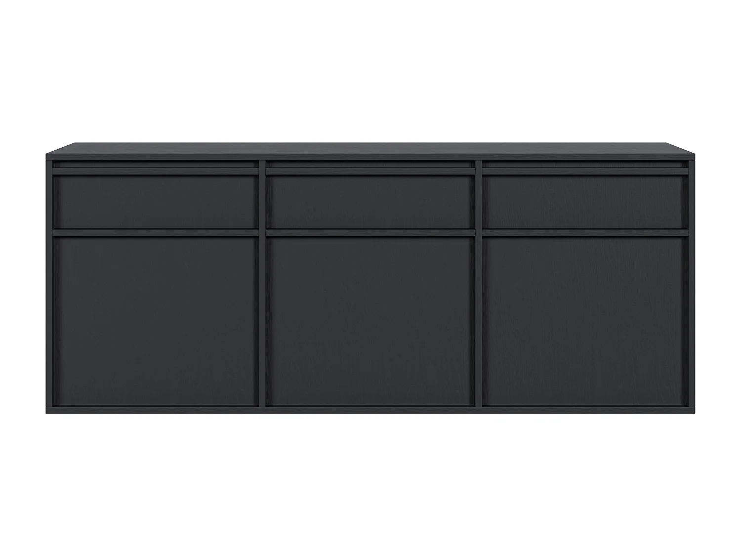 Buffet à trois portes - 154 cm - avec tiroirs - suspendu - noir - EVO
