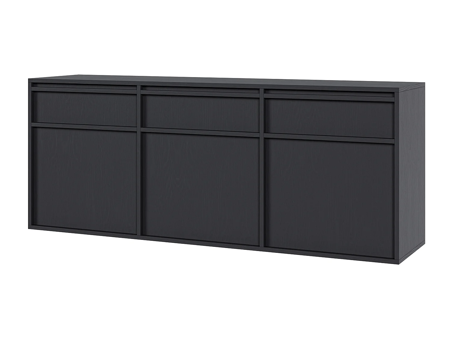 Buffet à trois portes - 154 cm - avec tiroirs - suspendu - noir - EVO