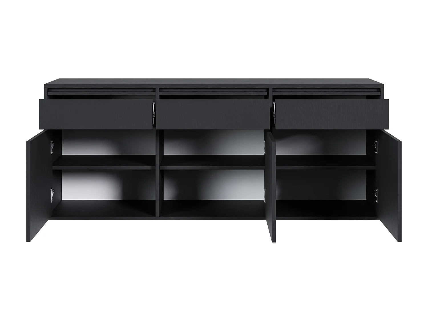 Buffet à trois portes - 154 cm - avec tiroirs - suspendu - noir - EVO