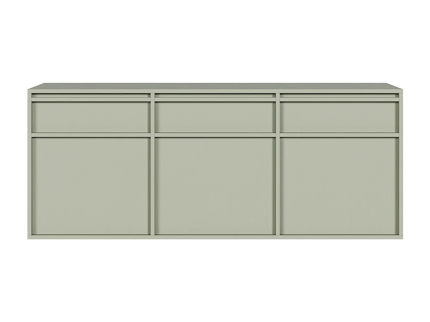 Buffet à trois portes - 154 cm - avec tiroirs - suspendu - vert sauge - EVO