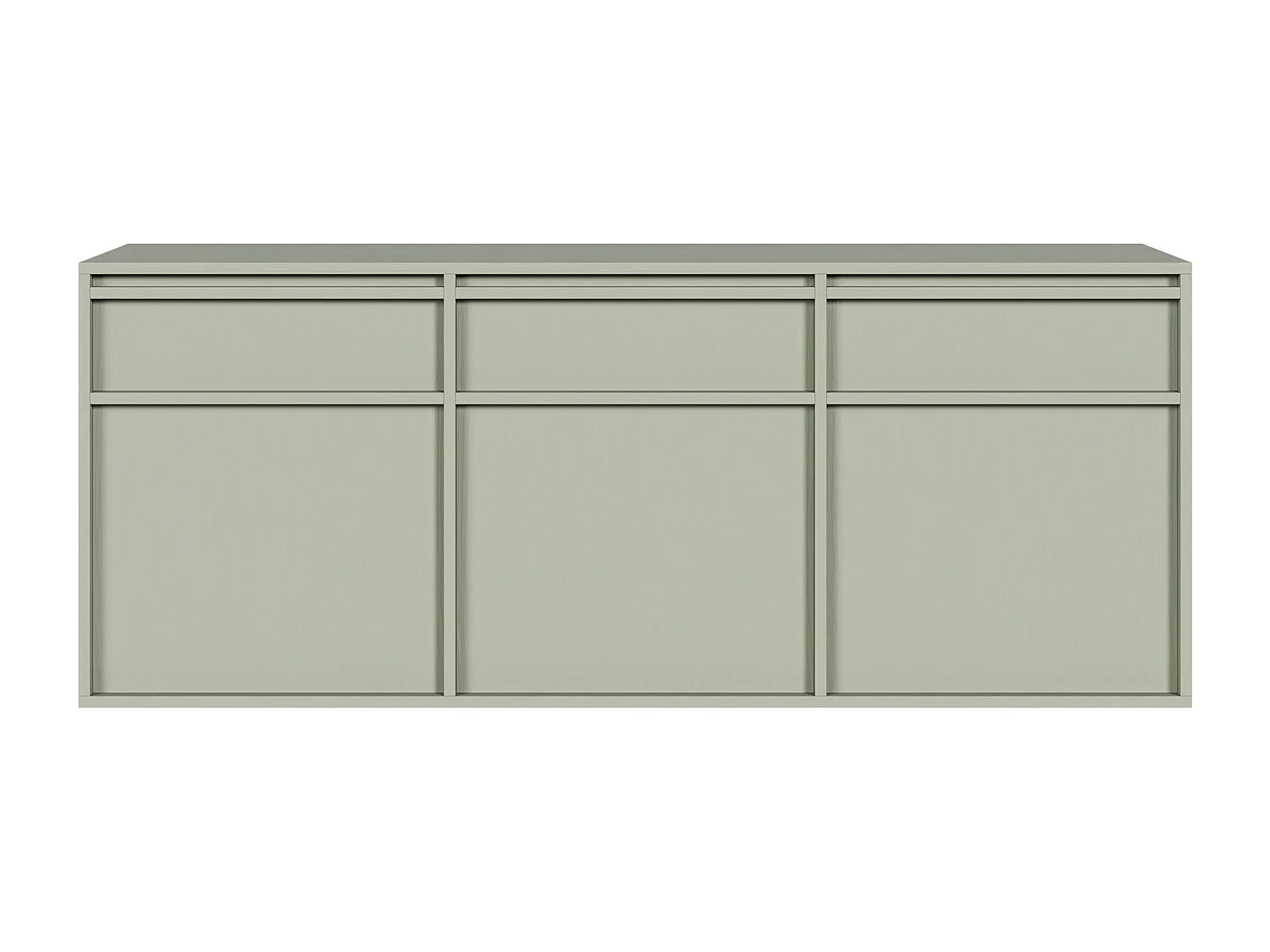 Buffet à trois portes - 154 cm - avec tiroirs - suspendu - vert sauge - EVO