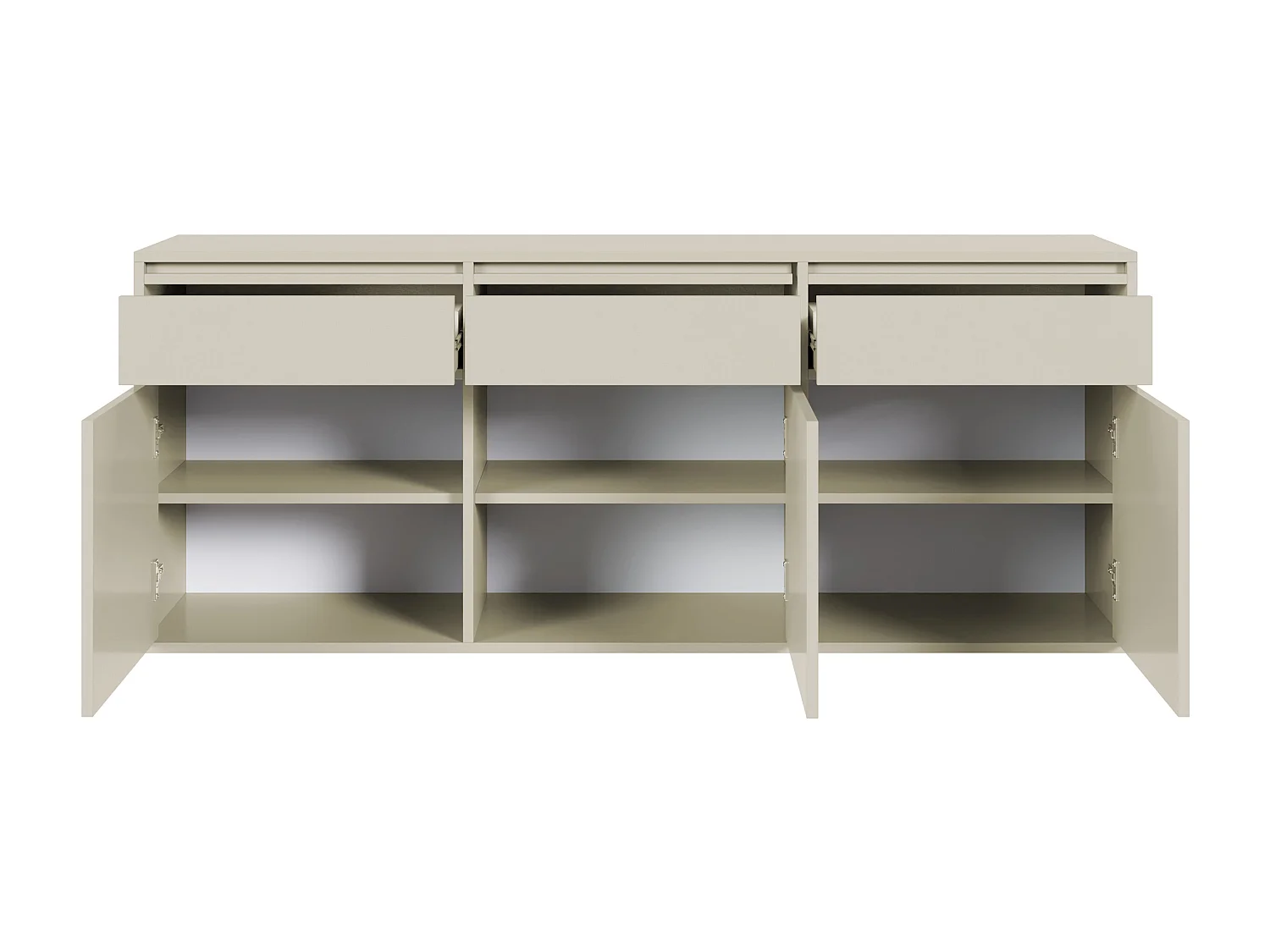 Sideboard 3-türig hängend mit 3 Schubladen, Graubeige, 154 cm - EVO