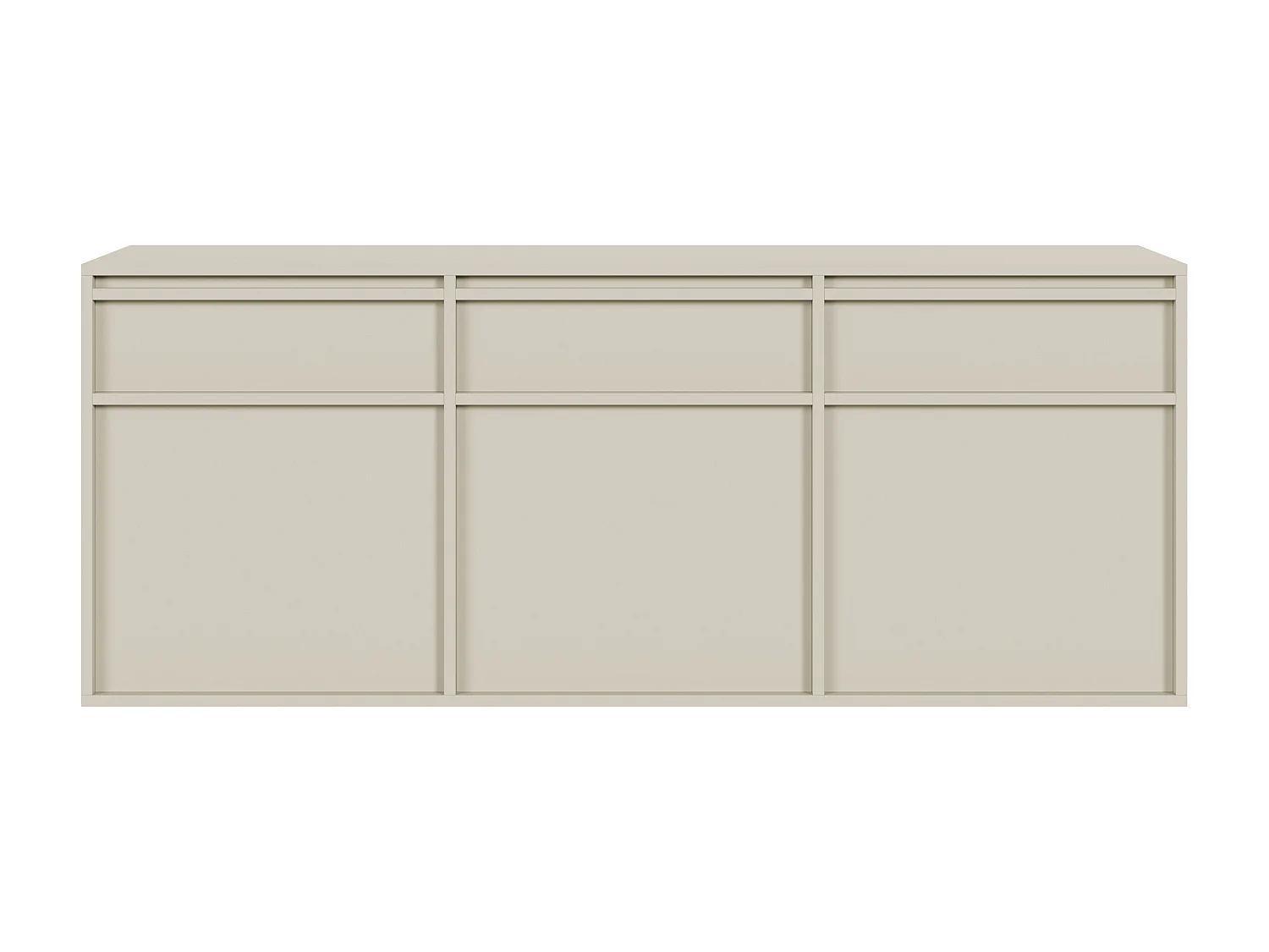 Buffet à trois portes - 154 cm - avec tiroirs - suspendu - grège - EVO