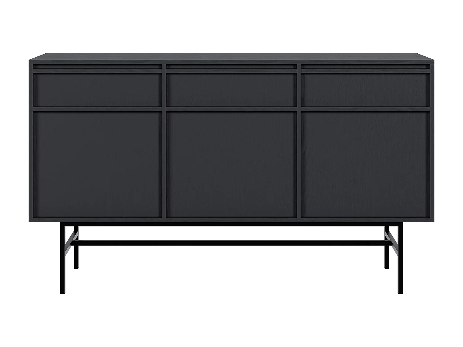 Buffet à trois portes - 154 cm - avec tiroirs et cadre - noir - EVO