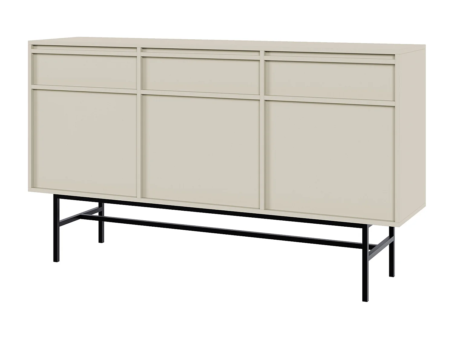Driedeurs dressoir - 154 cm - met laden en frame - greige - EVO