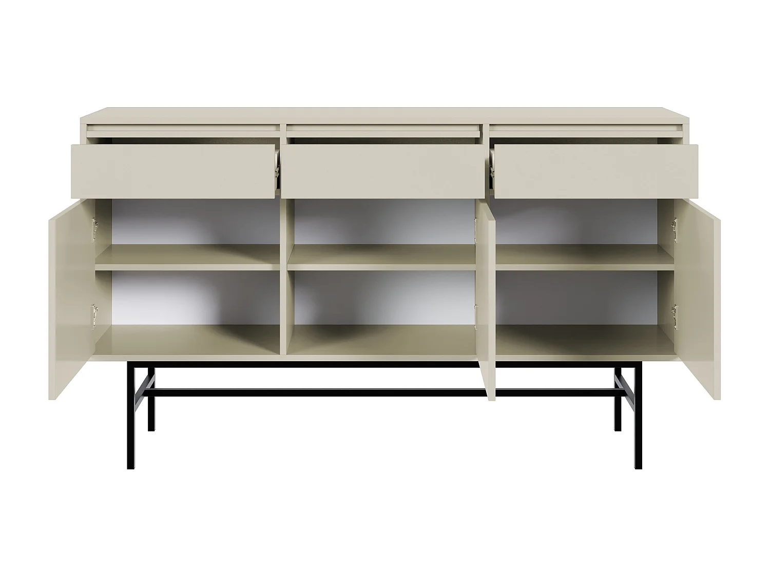 Driedeurs dressoir - 154 cm - met laden en frame - greige - EVO