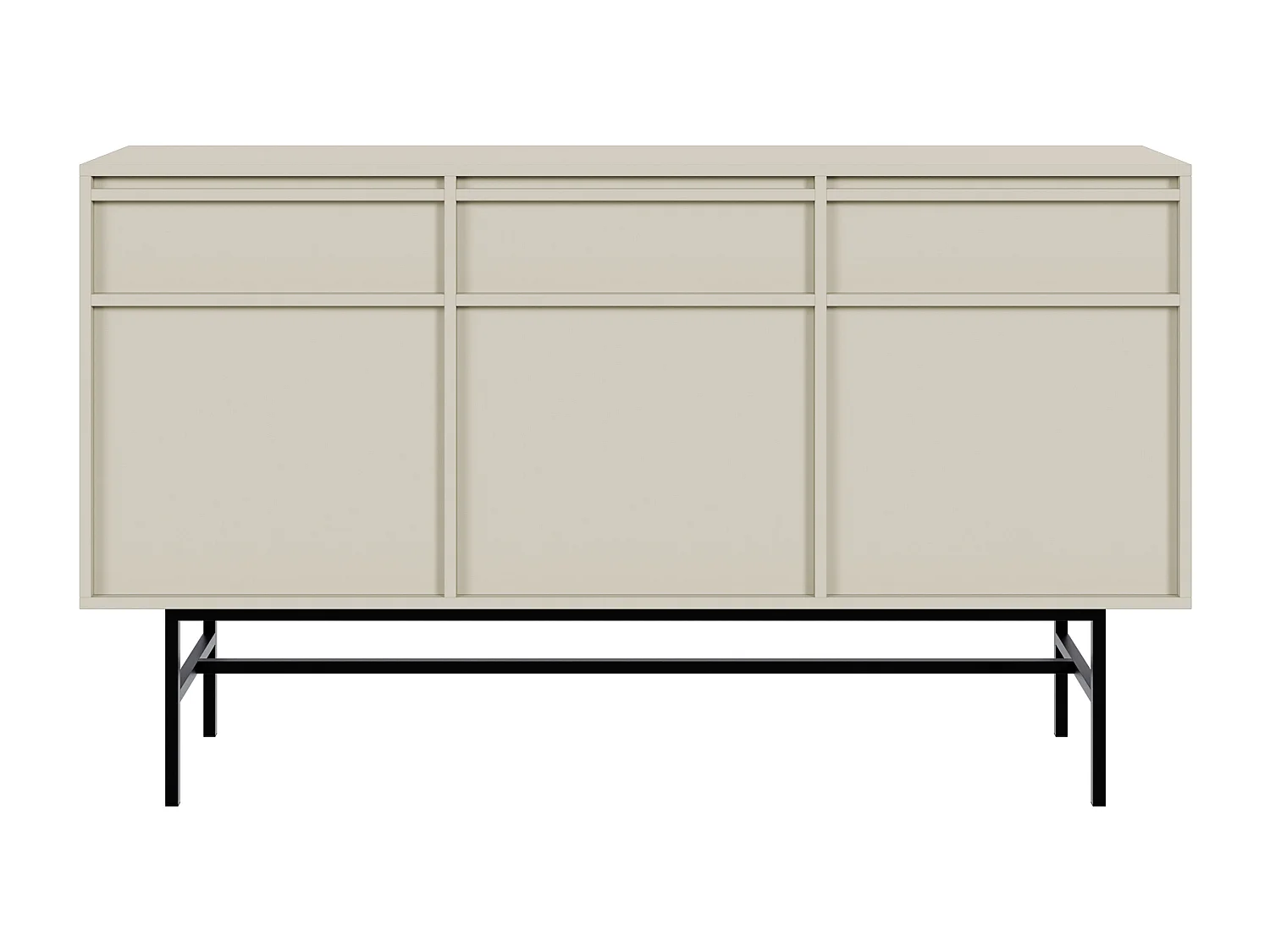 Buffet à trois portes - 154 cm - avec tiroirs et cadre - grège - EVO