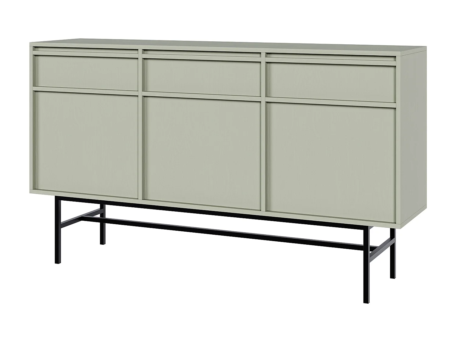 Buffet à trois portes - 154 cm - avec tiroirs et cadre - vert sauge - EVO