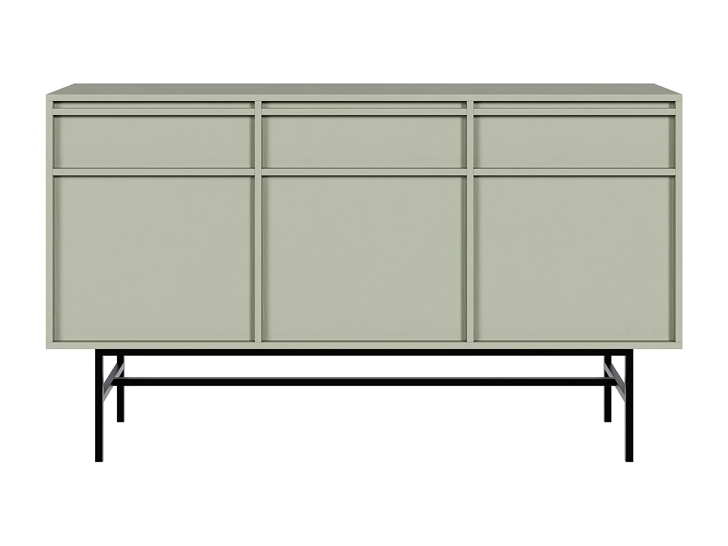 Buffet à trois portes - 154 cm - avec tiroirs et cadre - vert sauge - EVO