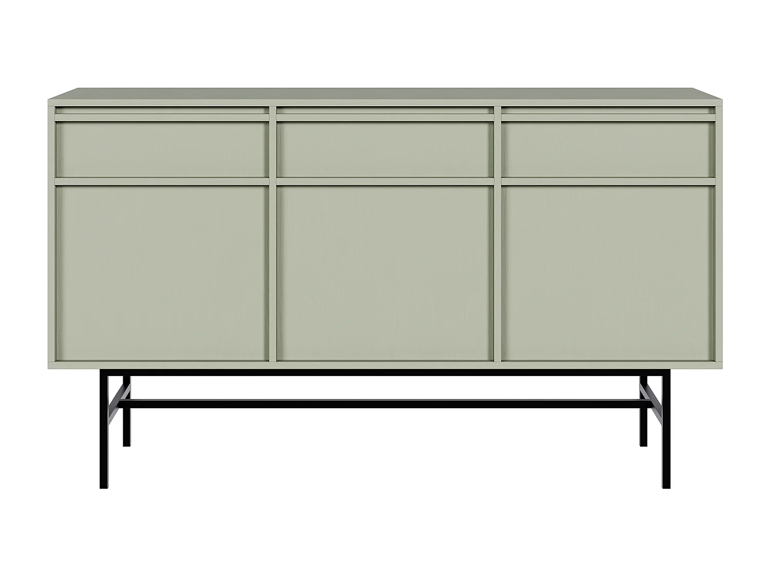 Buffet à trois portes - 154 cm - avec tiroirs et cadre - vert sauge - EVO