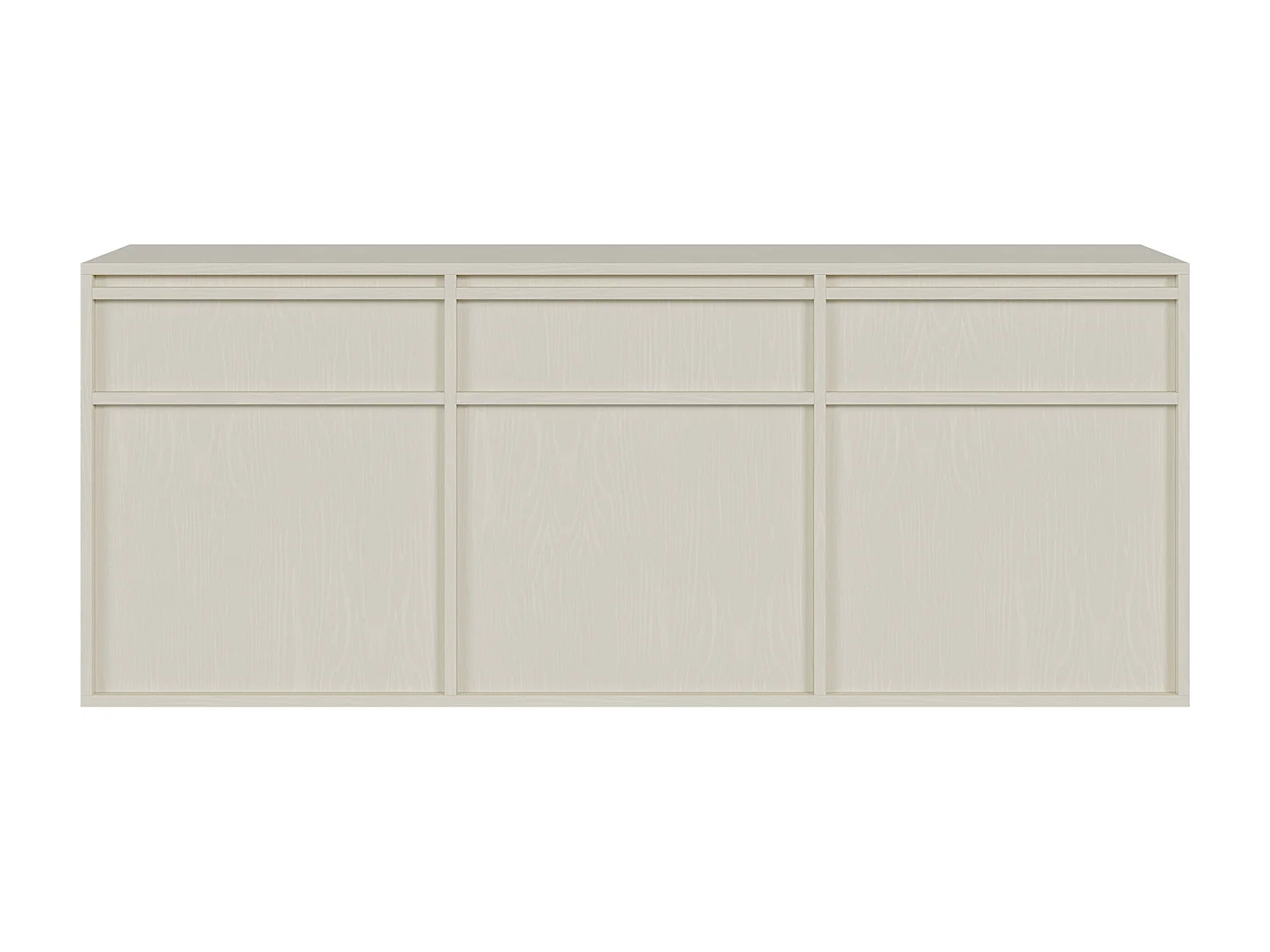 Buffet à trois portes - 154 cm - avec tiroirs - suspendu - crème - EVO