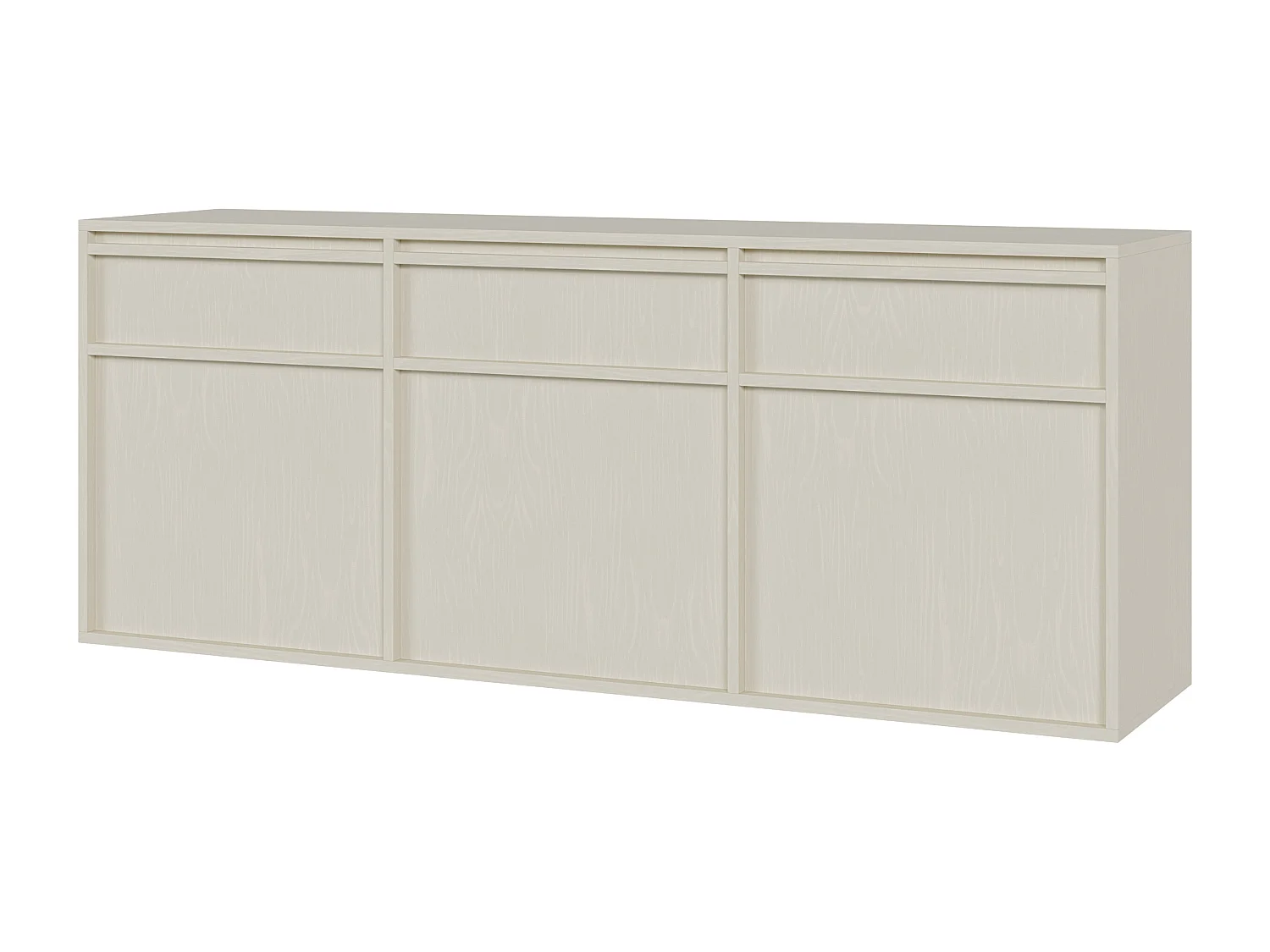 Buffet à trois portes - 154 cm - avec tiroirs - suspendu - crème - EVO