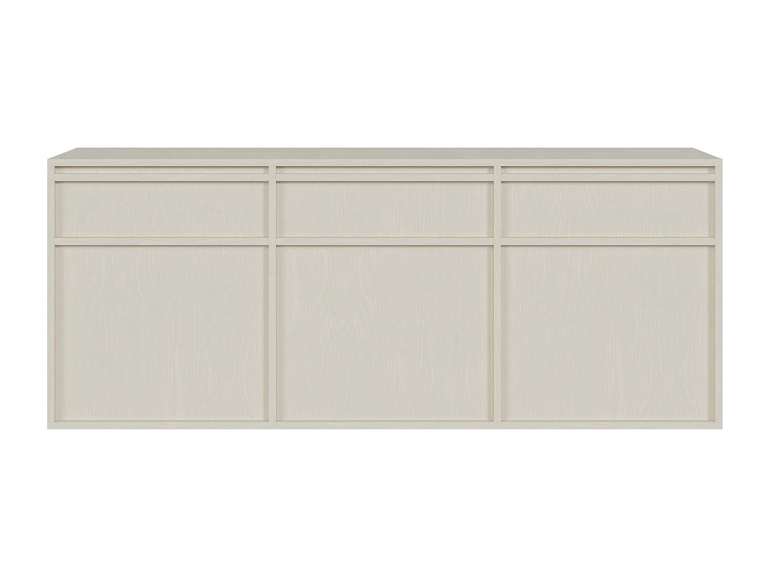 Buffet à trois portes - 154 cm - avec tiroirs - suspendu - crème - EVO