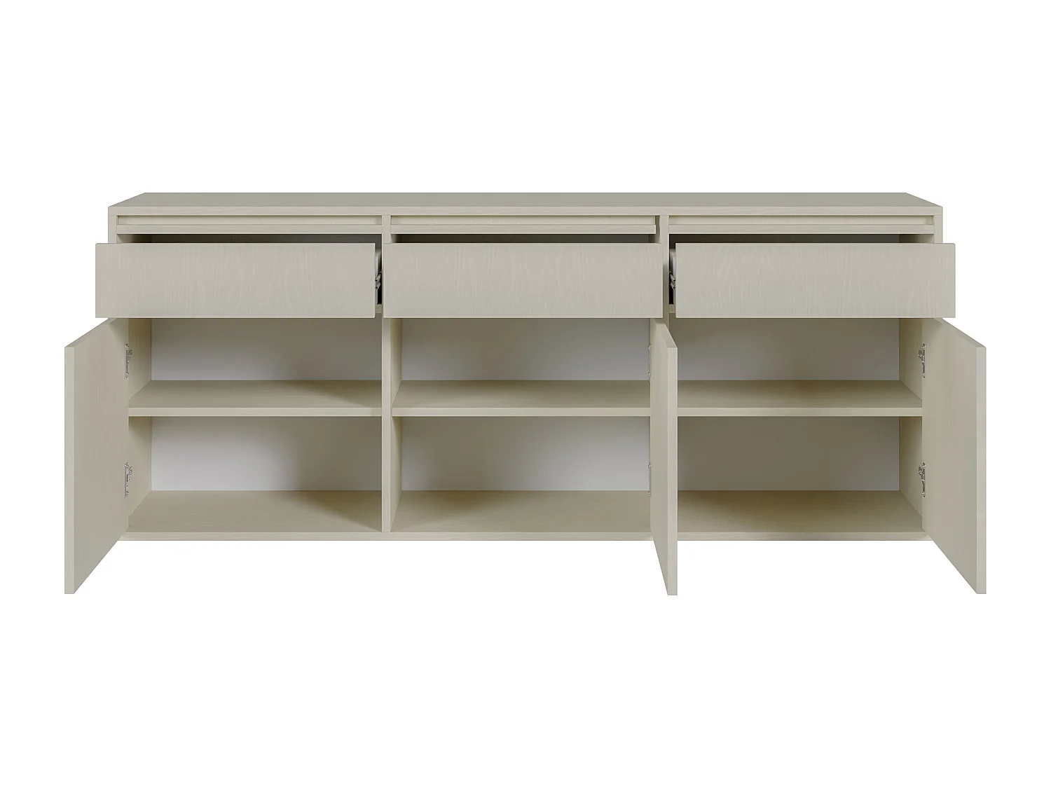 Buffet à trois portes - 154 cm - avec tiroirs - suspendu - crème - EVO