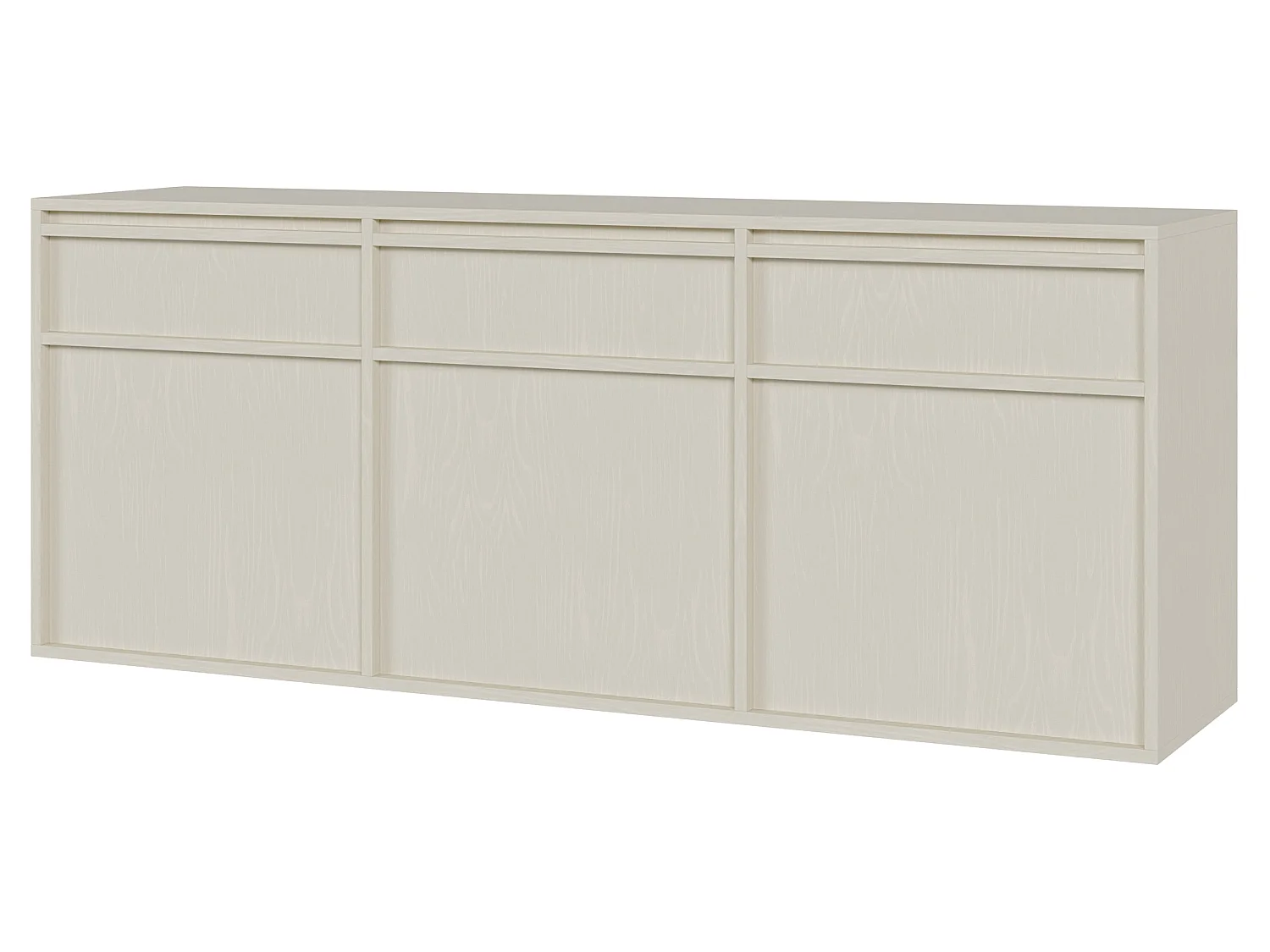 Buffet à trois portes - 154 cm - avec tiroirs - suspendu - crème - EVO