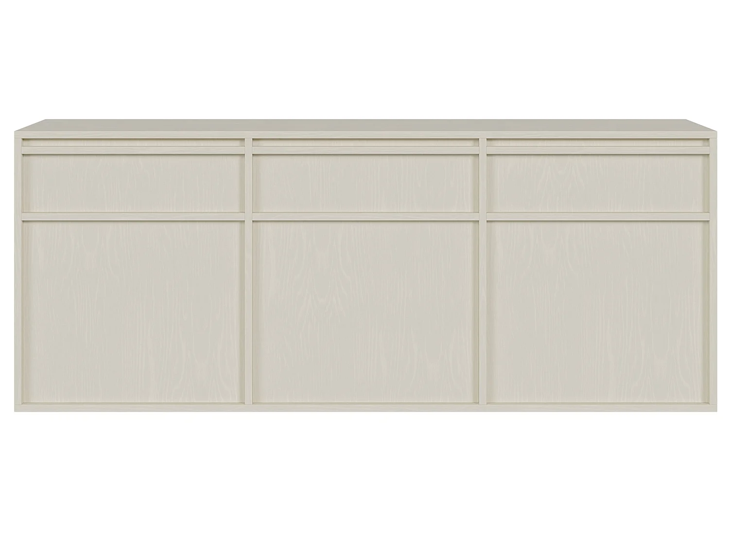Buffet à trois portes - 154 cm - avec tiroirs - suspendu - crème - EVO