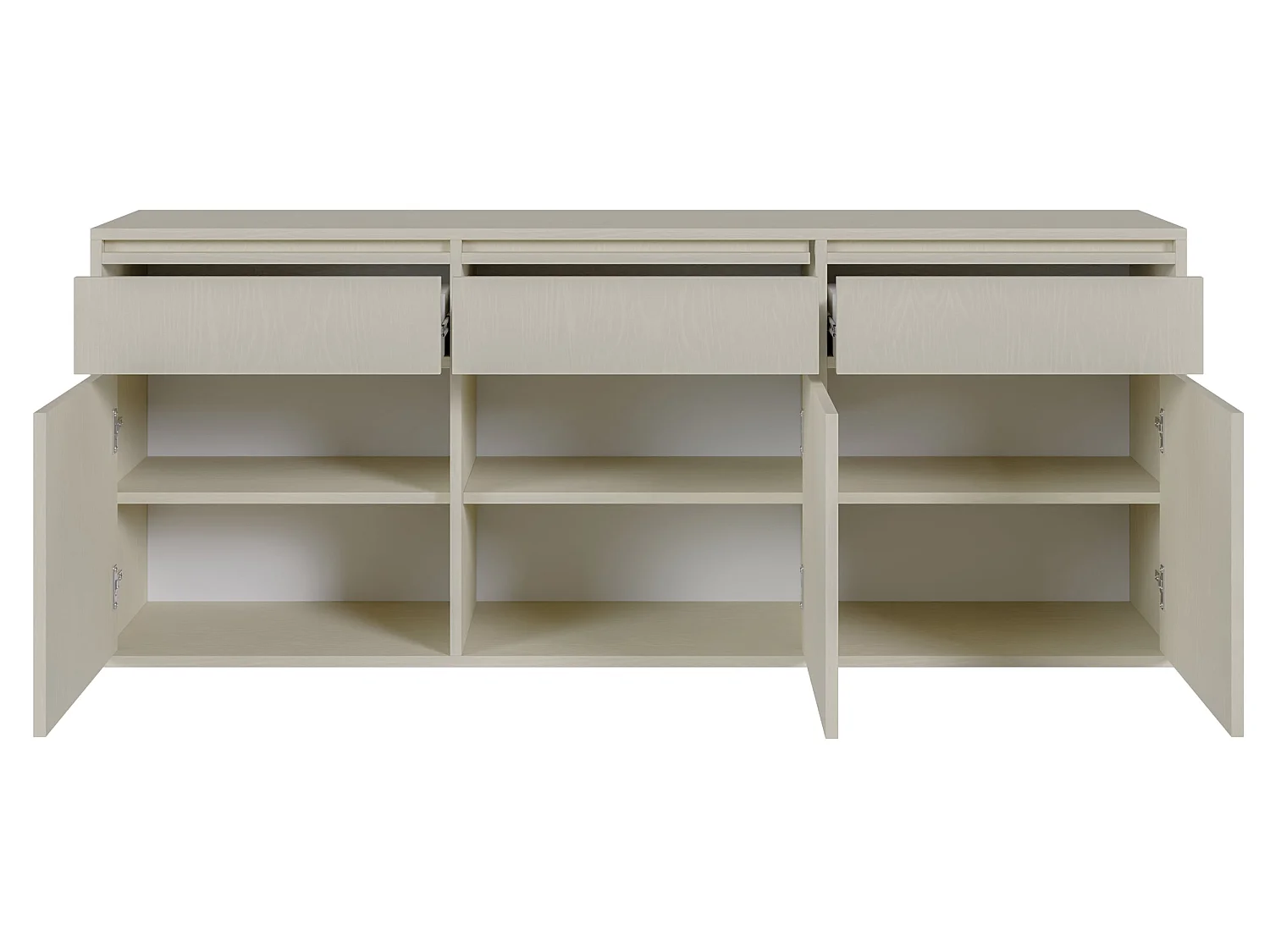 Buffet à trois portes - 154 cm - avec tiroirs - suspendu - crème - EVO