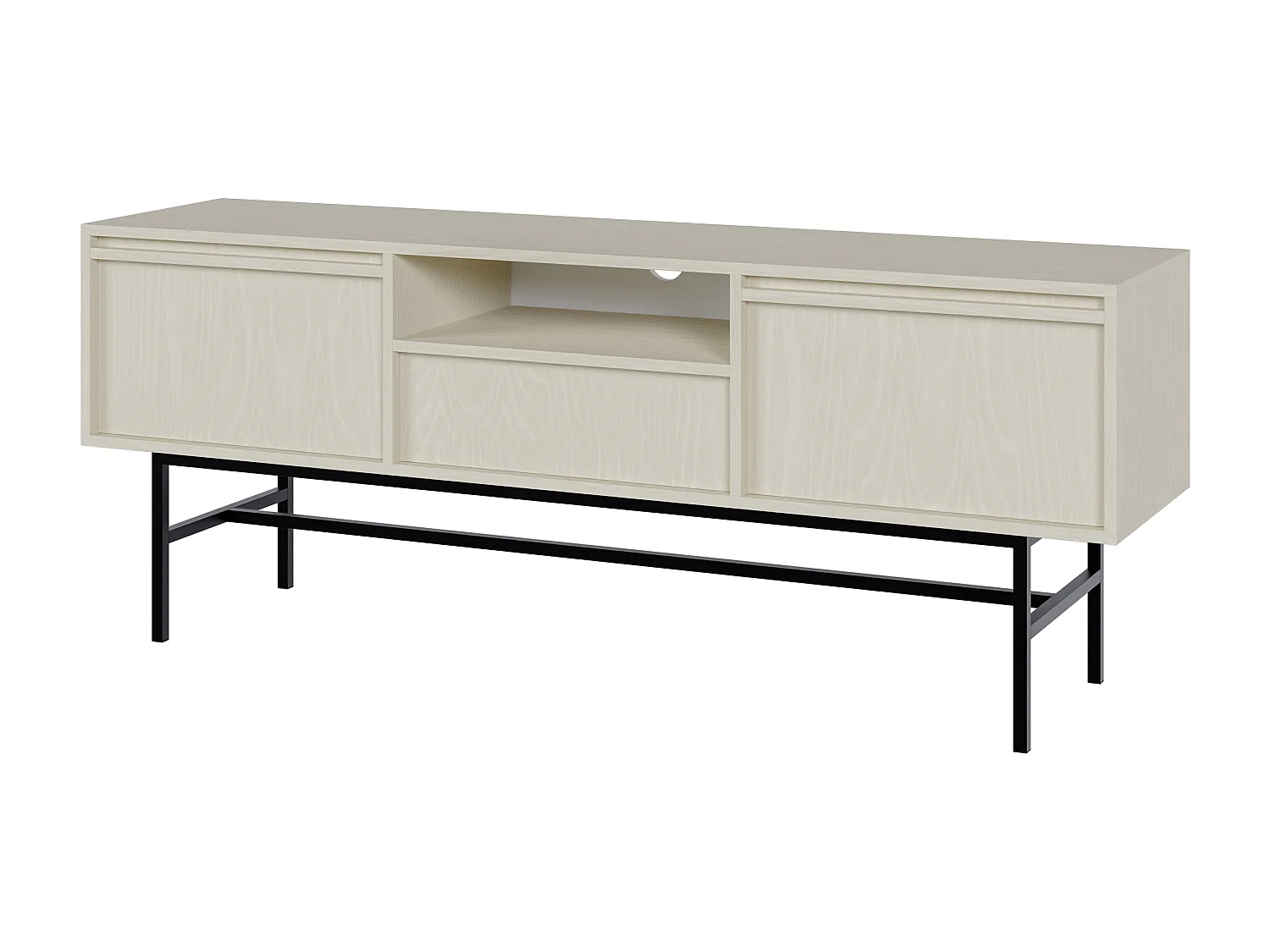 Meuble TV à deux portes - 154 cm - avec tiroir et cadre - crème - EVO