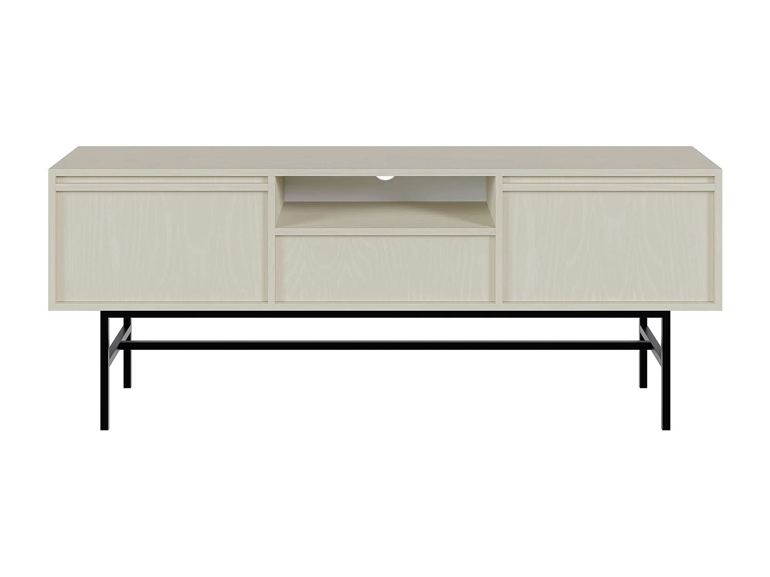 Meuble TV à deux portes - 154 cm - avec tiroir et cadre - crème - EVO