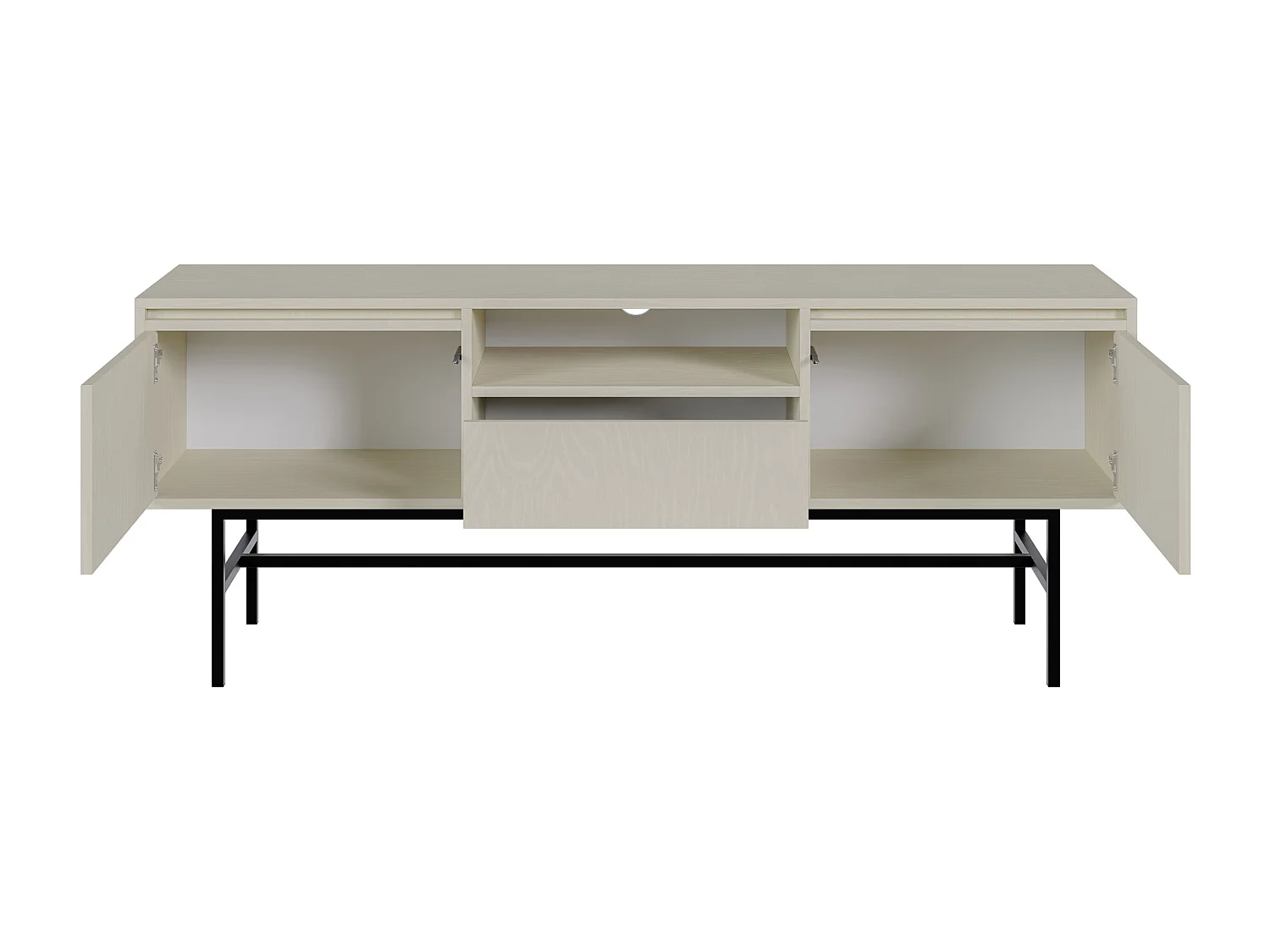 Meuble TV à deux portes - 154 cm - avec tiroir et cadre - crème - EVO