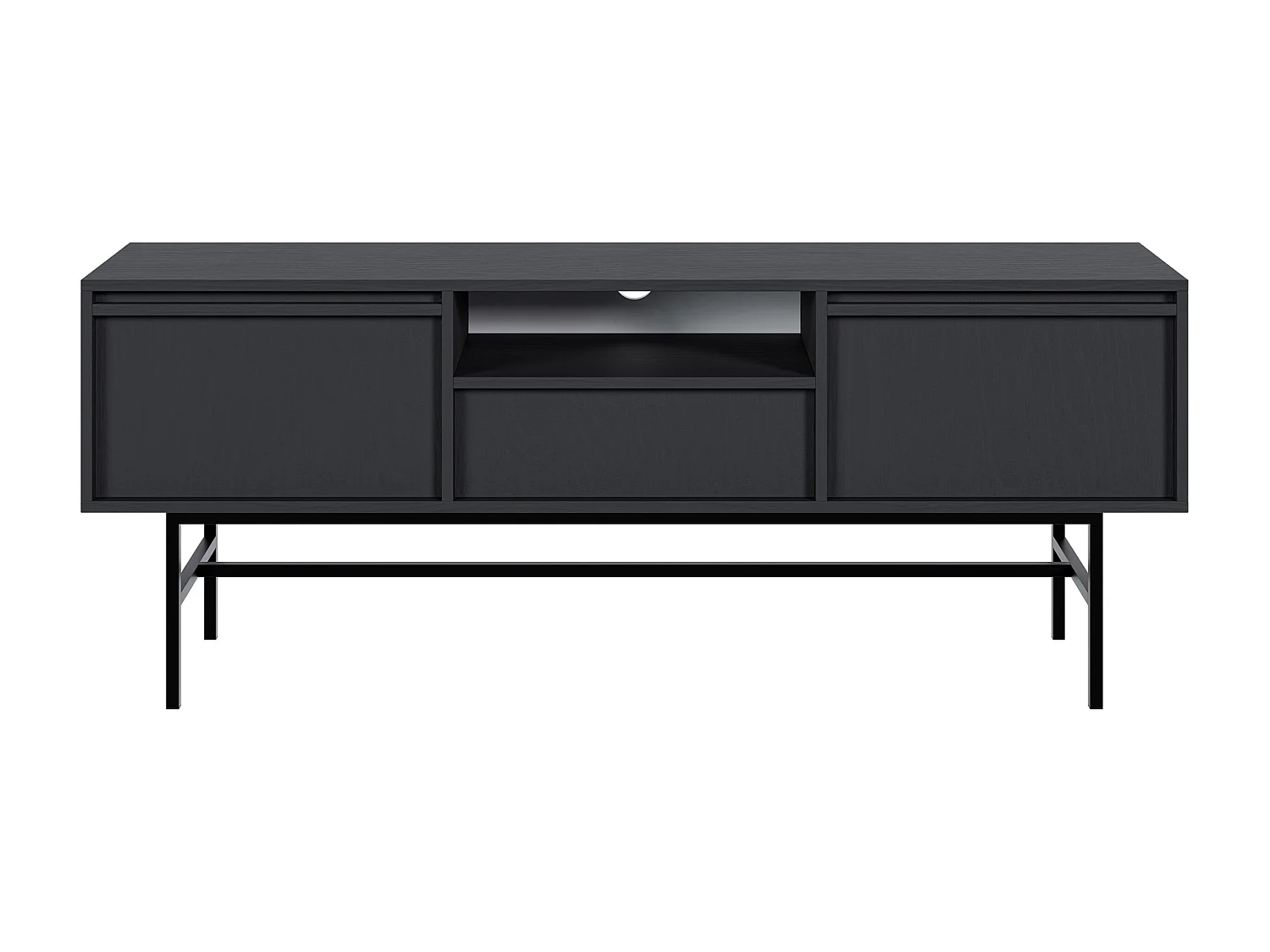 Meuble TV à deux portes - 154 cm - avec tiroir et cadre - noir - EVO