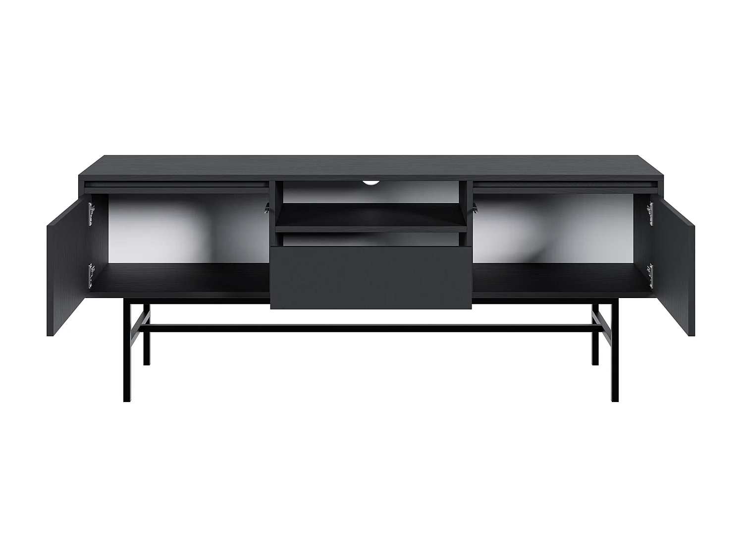 Meuble TV à deux portes - 154 cm - avec tiroir et cadre - noir - EVO