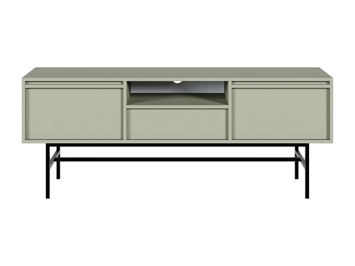 Meuble TV à deux portes - 154 cm - avec tiroir et cadre - vert sauge - EVO