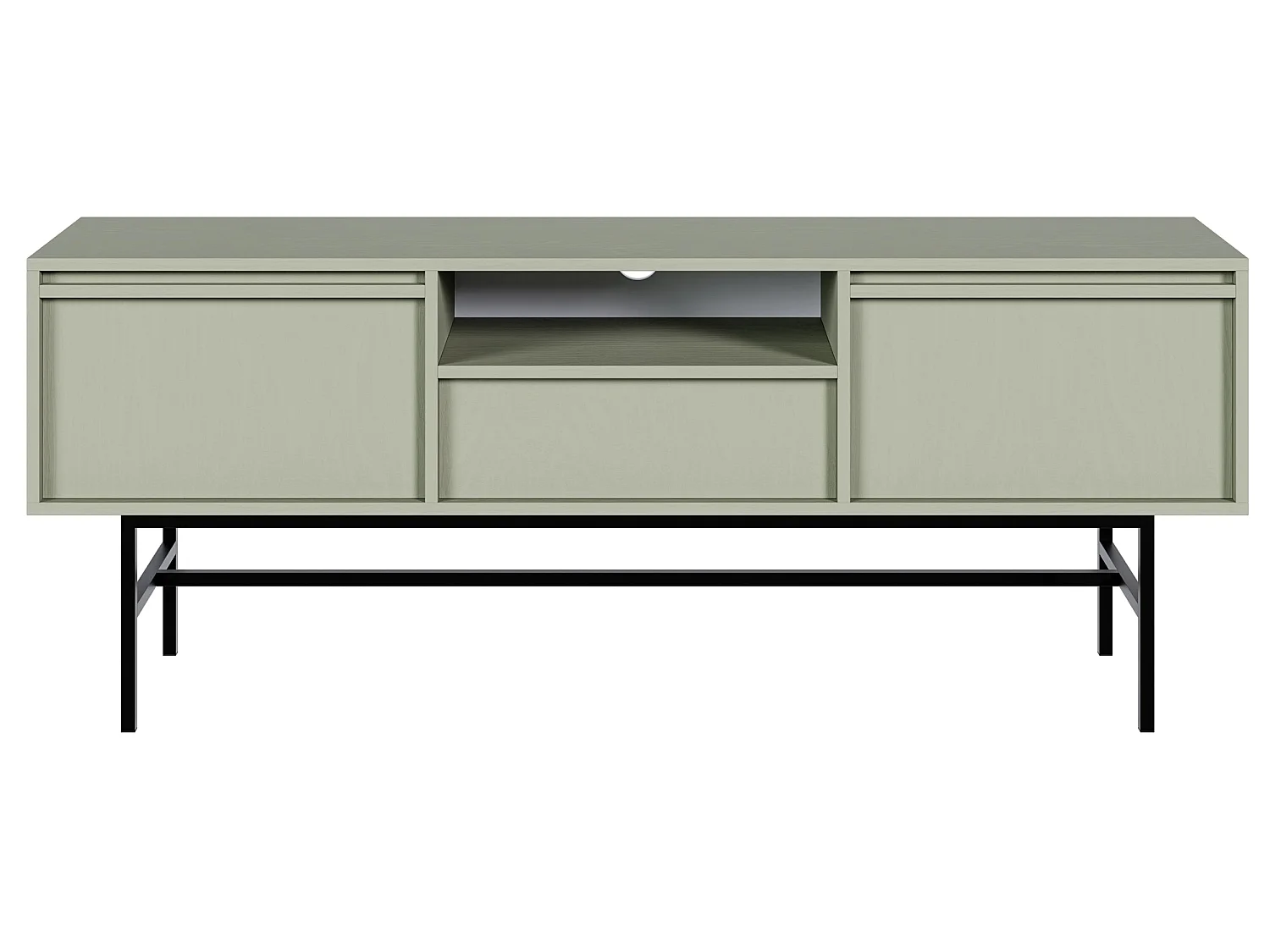 Meuble TV à deux portes - 154 cm - avec tiroir et cadre - vert sauge - EVO