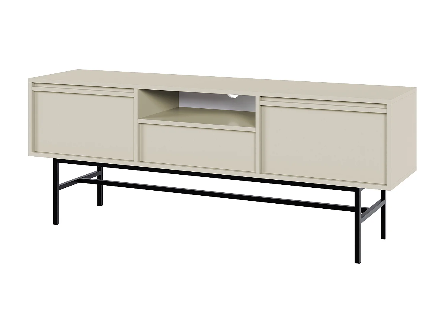 Meuble TV à deux portes - 154 cm - avec tiroir et cadre - grège - EVO