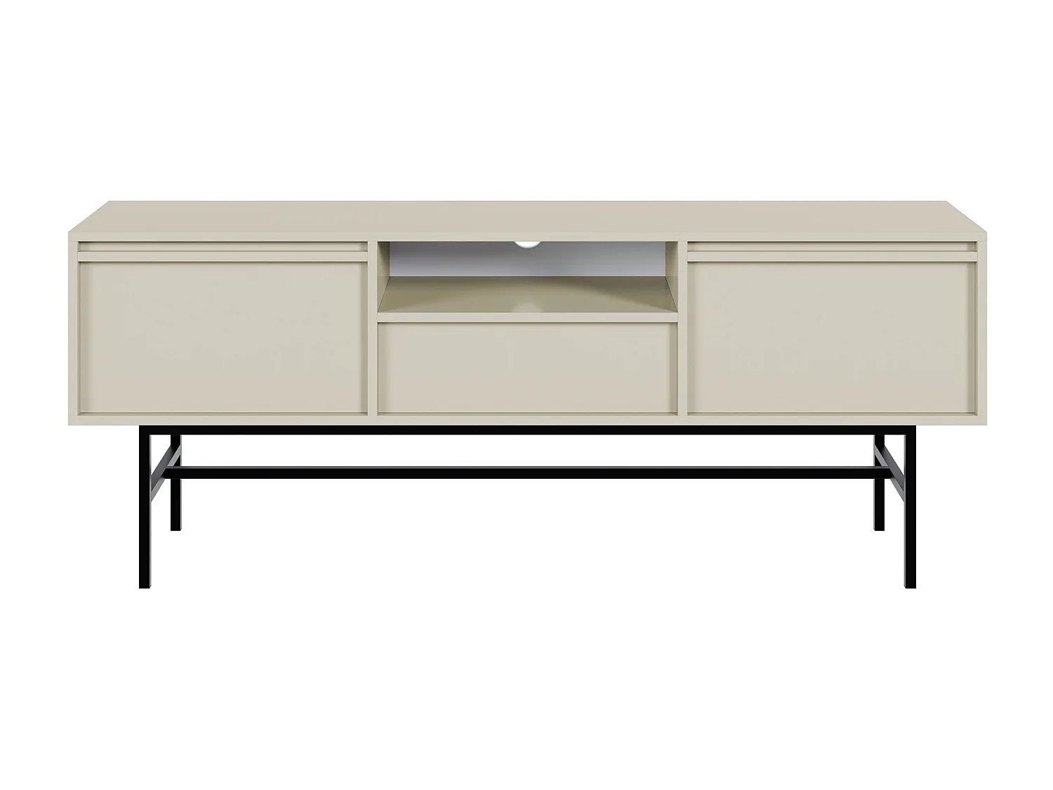 Meuble TV à deux portes - 154 cm - avec tiroir et cadre - grège - EVO