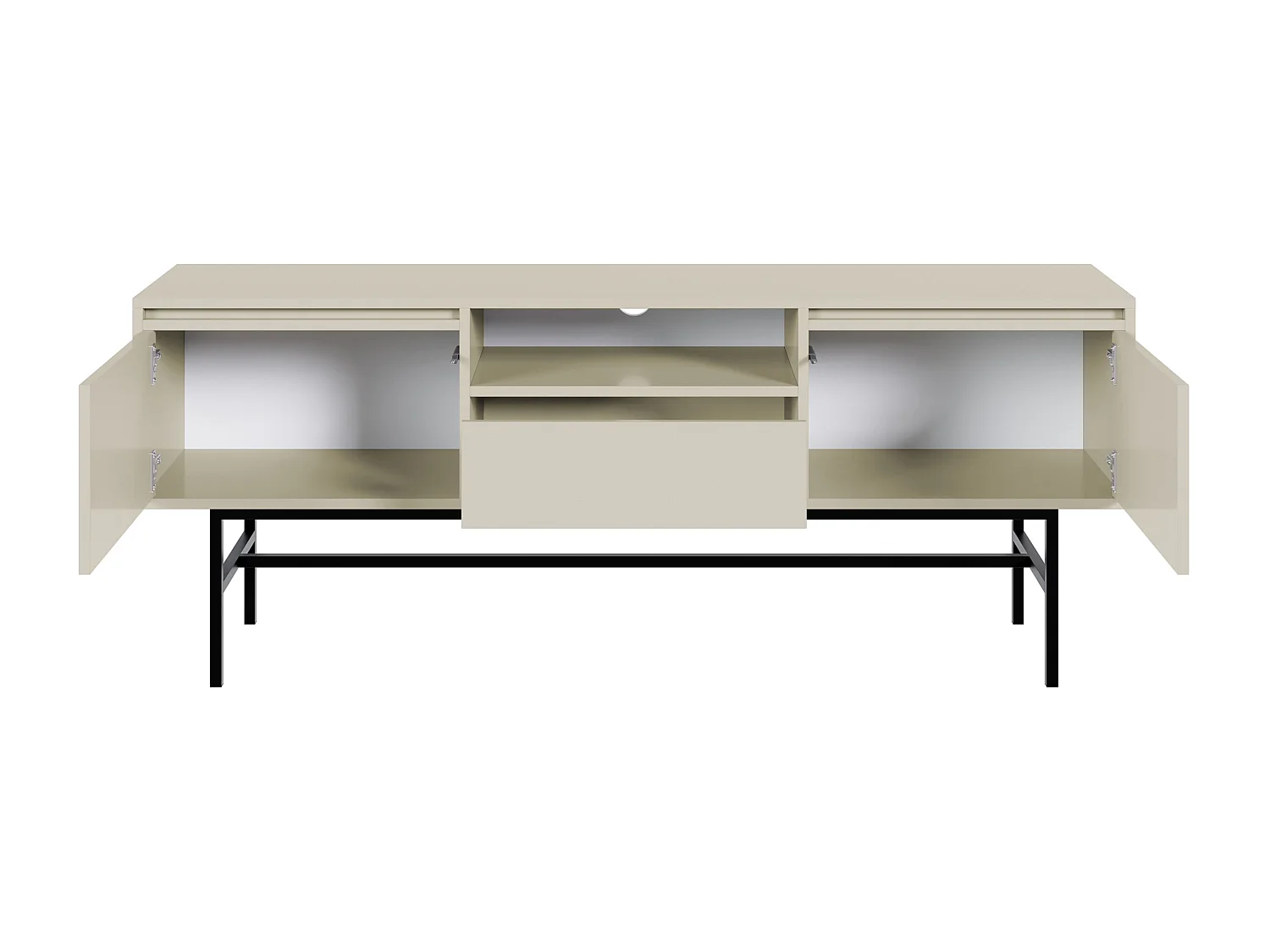 Meuble TV à deux portes - 154 cm - avec tiroir et cadre - grège - EVO