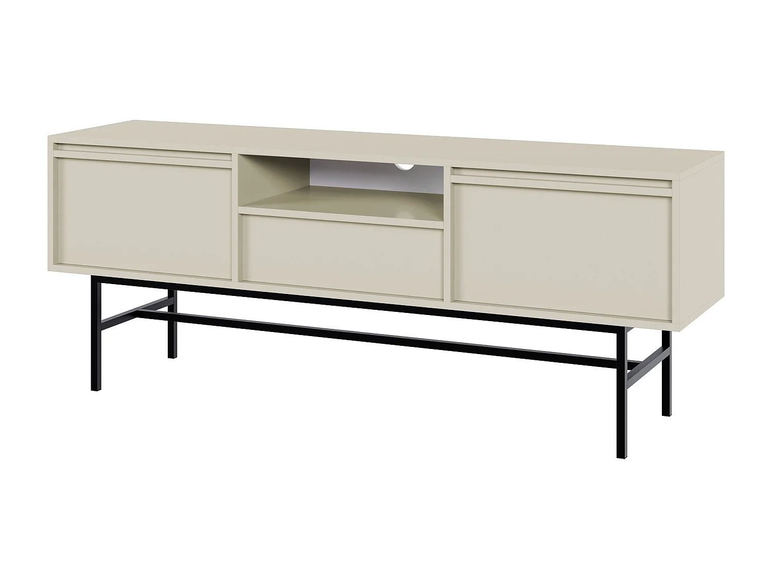 Meuble TV à deux portes - 154 cm - avec tiroir et cadre - grège - EVO