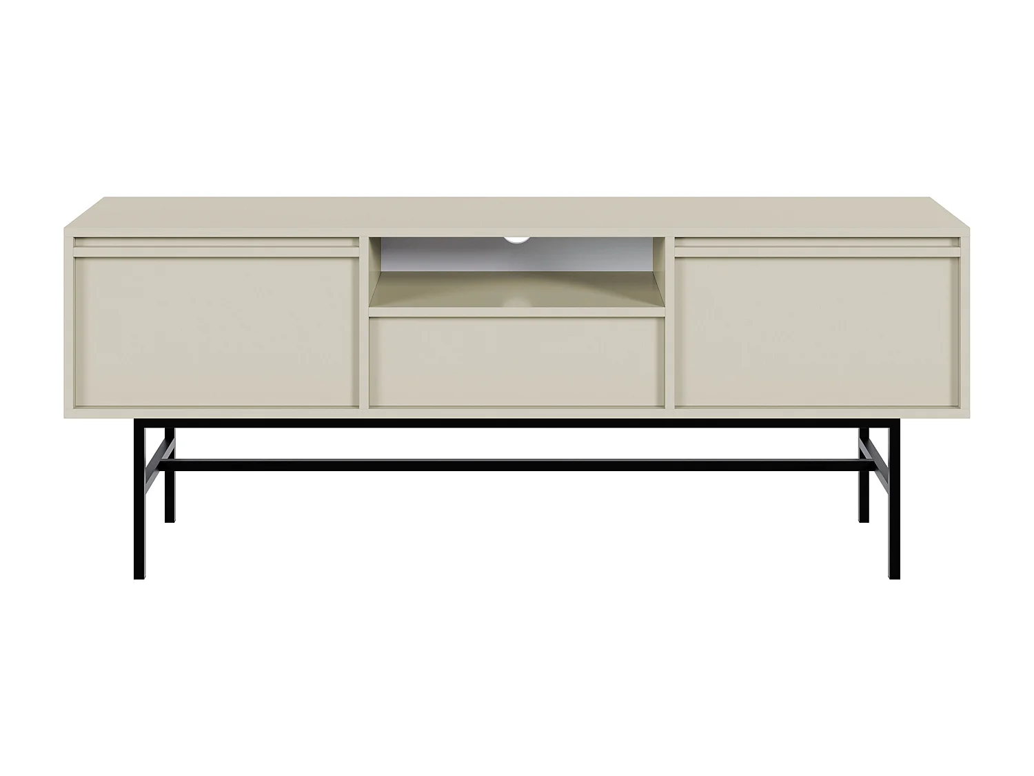 Meuble TV à deux portes - 154 cm - avec tiroir et cadre - grège - EVO
