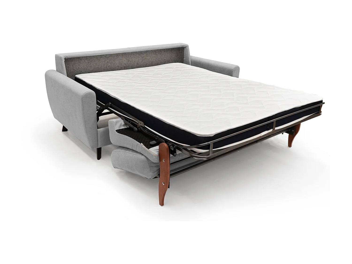 Callisto Schlafsofa aus weichem, wasserfestem Stoff T02 188 cm (mat. 140x197) hellgrau