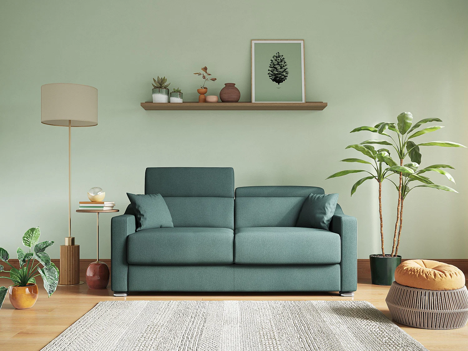 Amber Schlafsofa aus schmutzabweisendem Stoff T05 211 cm (mat. 160x197)  kamel