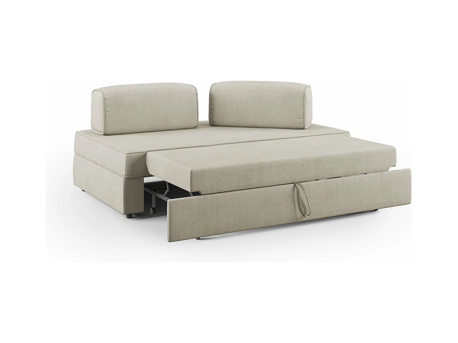 Liberty Canapé avec pouf amovible et dossier amovible en tissu imperméable T02 160 cm creme