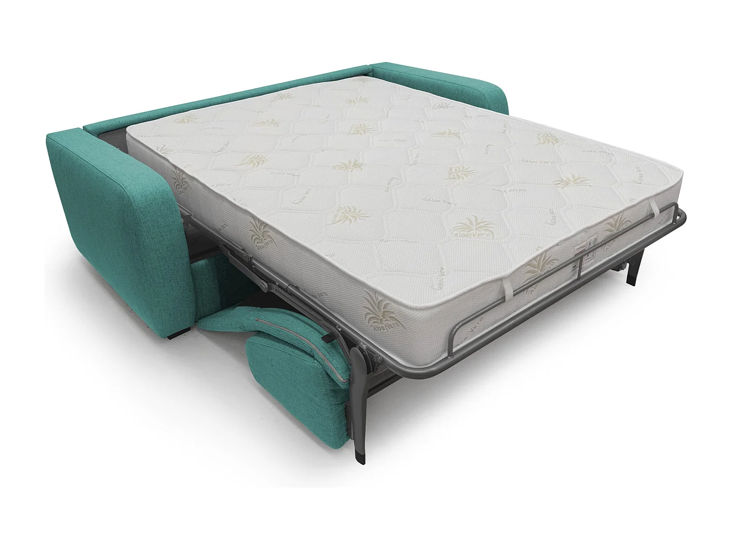 Duna Schlafsofa mit 20 cm Matratze aus wasserfestem Stoff T03 215 cm (mat. 160x197) grün