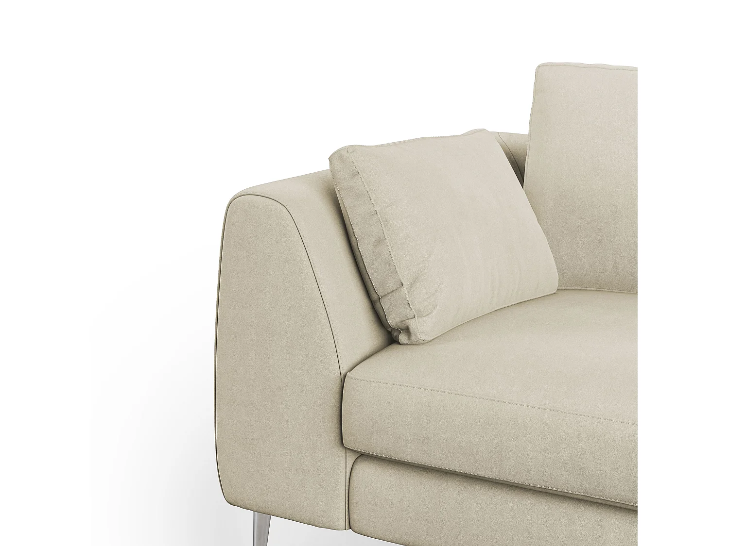 Plano modernes Sofa aus abwaschbarer technischer Mikrofaser T11 216 cm creme