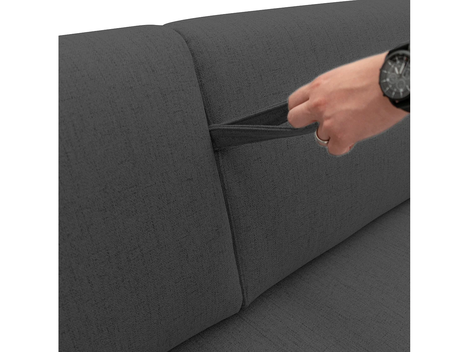 Duna Sofá cama convertible con colchón de 20 cm de tela suave flameada e impermeable 195 cm (mat. 140x197) Antracita