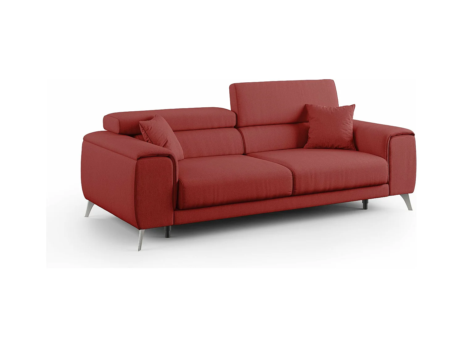 Fusion Canapé avec assises coulissantes en tissu doux antitache T05 215 cm rouge