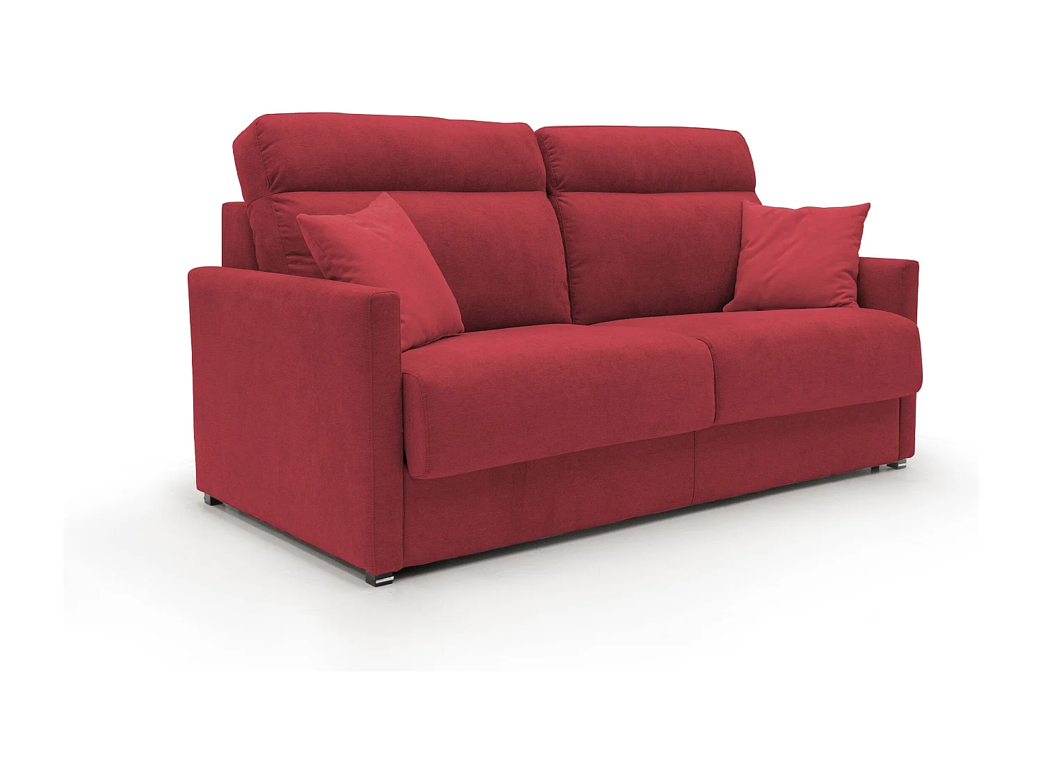 Margot Schlafsofa mit hoher weicher Rückenlehne aus Stoff T02 196 cm (mat. 160x197) rot
