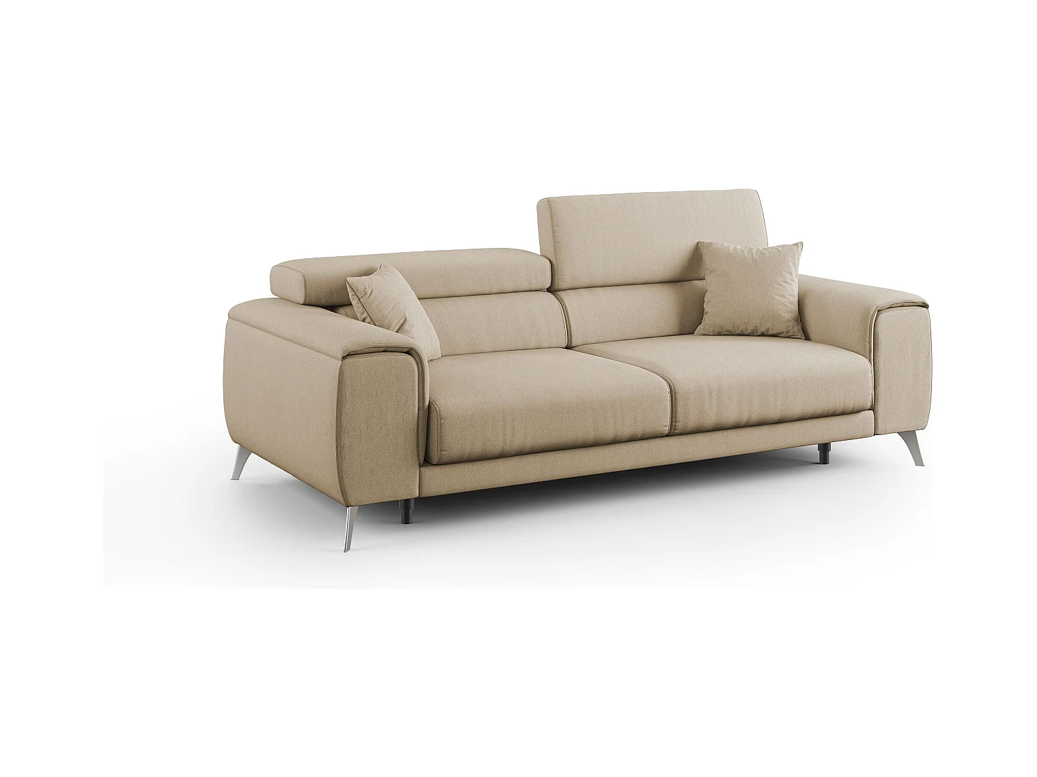 Fusion Canapé avec assises coulissantes en tissu doux antitache T05 185 cm camel