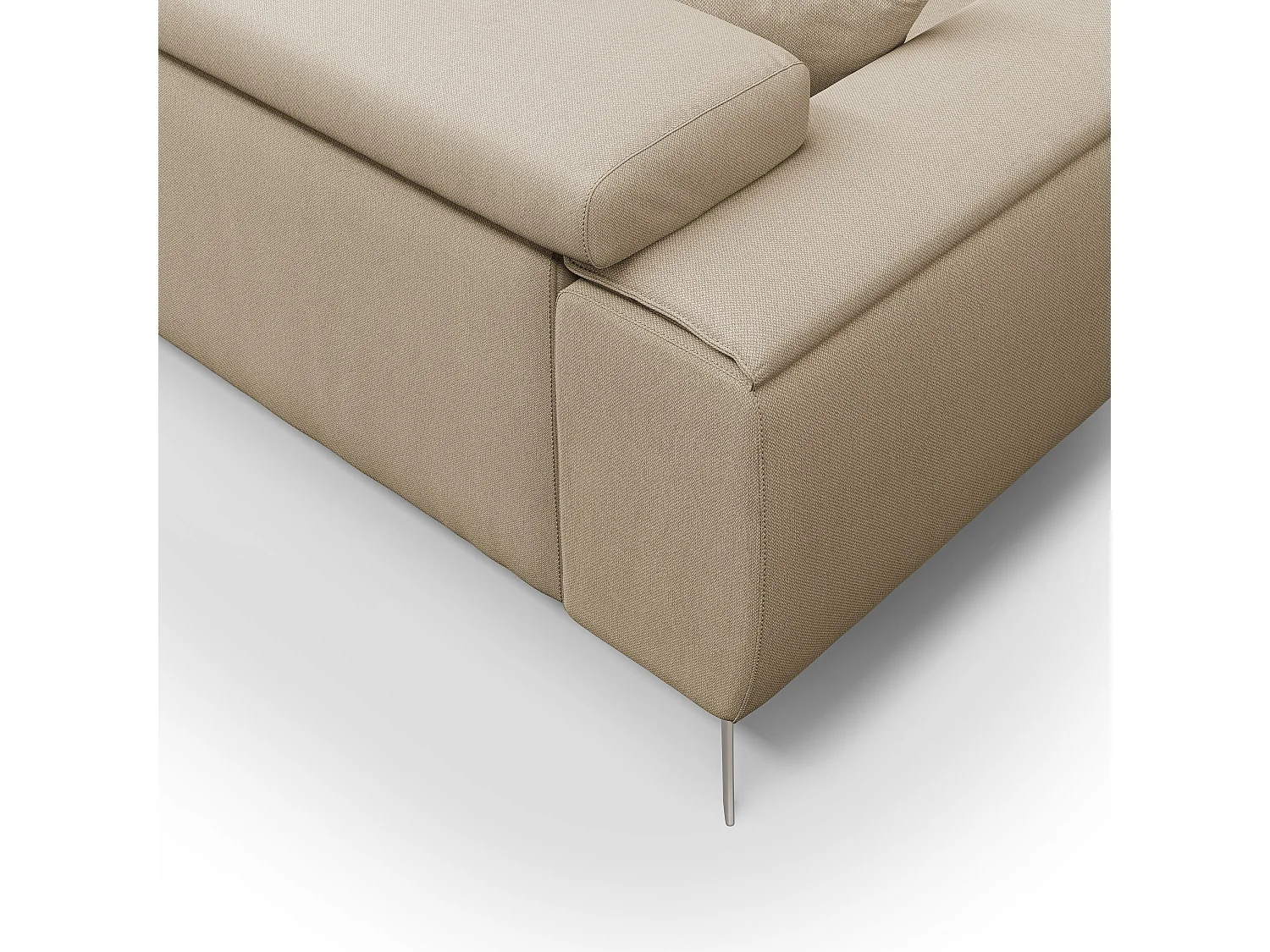 Fusion Canapé avec assises coulissantes en tissu doux antitache T05 185 cm camel