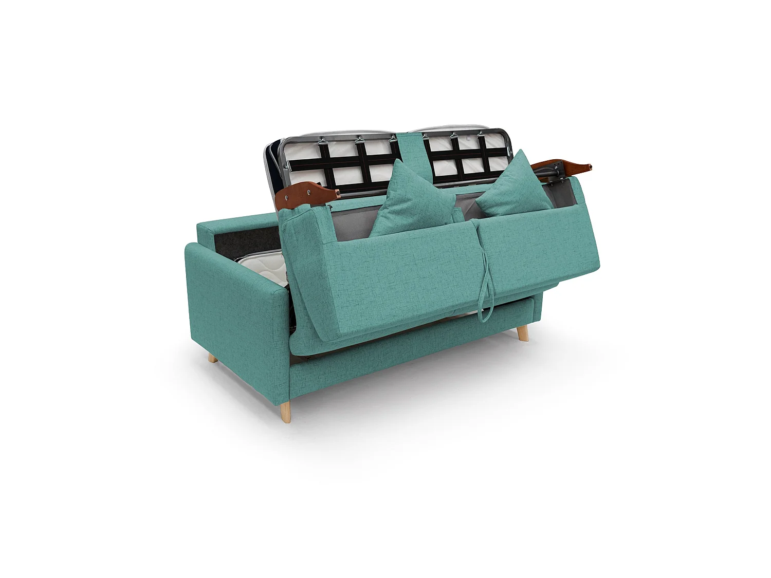 Edgar Divano letto matrimoniale in tessuto felis impermeabile T03 200 cm (mat. 160x197) verde acqua